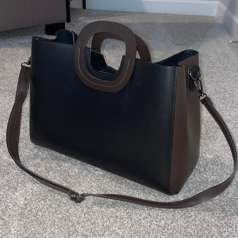 Structured Faux Leather Tote Bag